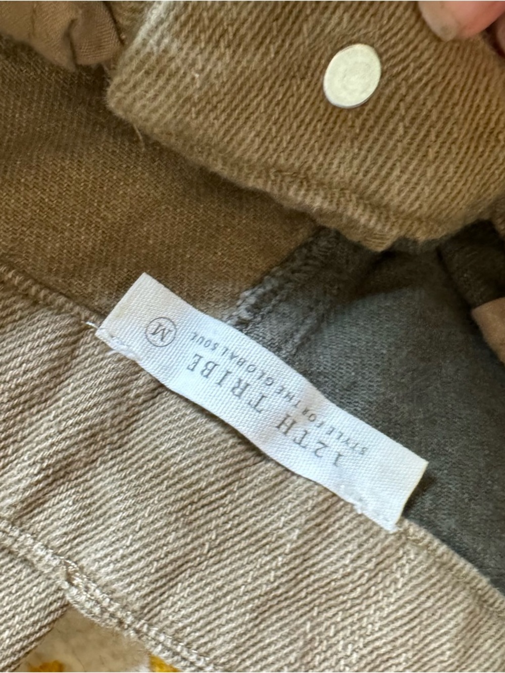 12th Tribe Two-Tone Straight-Leg Pants in Olive/Brown - Picture 3 of 5